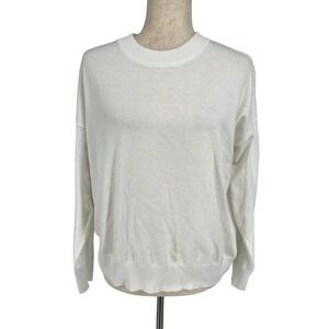 T TAHARI Long Sleeve Crewneck Pullover White Sweater Size Small-